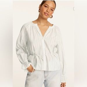 J. Crew Button up tie waist top in stripe